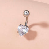 Stainless Steel Heart-shaped Zircon Navel Ring for Women – Sparkling Belly Button Piercing Jewelry (Pack of 2)