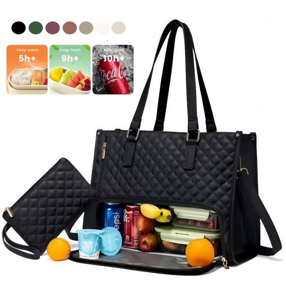 Convenient Commute New Women's Insulated Lunch Bag, Leak-proof Large Purse, Diagonal Computer Storage Case