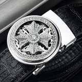 Men's Rotating Automatic Buckle Belt, 3.5 cm Wide Crystal Diamond Design