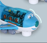 360-degree Rotating Electric Plane Airplane Toys for Kids, Bump and Go Action Toddler Plane with LED Flashing Light