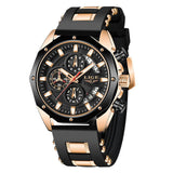Fashion Men's Watches, Top Brand Luxury Silicone Sports Quartz Date Clock, Waterproof Chronograph Wristwatch