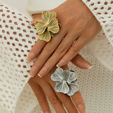 Casual Style Round Hollow Alloy Ring