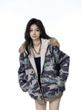 American Vintage, Army Green, Fur Collar Hooded Jacket