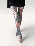 Thin Printed Pantyhose, Abstract Retro Stockings