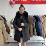 Women’s Hooded Fleece-lined Padded Jacket with Big Fur Collar – Warm Winter Coat