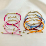 Personalized Name, Colorful Rope Chain Bracelet, Adjustable Hand Jewelry for Girls