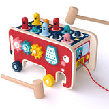 Montessori Wooden Animal Bus Pounding Bench Toy for Toddlers