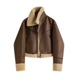 Stand Collar Integrated Lamb Fur Short Coat