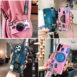 Retro Camera Phone Case with Wrist Strap Lanyard