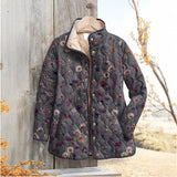 Standing Collar, Autumn and Winter Women's Gradient Cotton-padded Buttoned Sweater