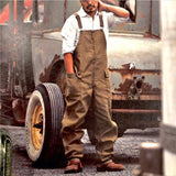 Loose Fit Cargo Suspender Pants for Men – Solid Color Casual Work Overalls