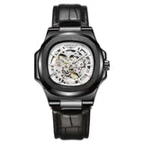 Barrel-shaped Leather Belt, Men's Waterproof Mechanical Watch