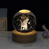 Creative 3D Laser Carved Crystal Ball, Bedroom Small Night Lamp