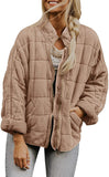 Winter Zip-up Stand Collar Coat with Pockets, Fashion Solid Color Plaid Long Sleeved Jacket, Women's Clothing
