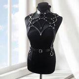 Women's Faux Leather Body Belly Band, Shoulder Wearing Ring, Horse Harness for Dancing Fetish Cosplay