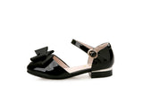 Big Kids' Hollow Velcro Patent Leather Shoes with Bow
