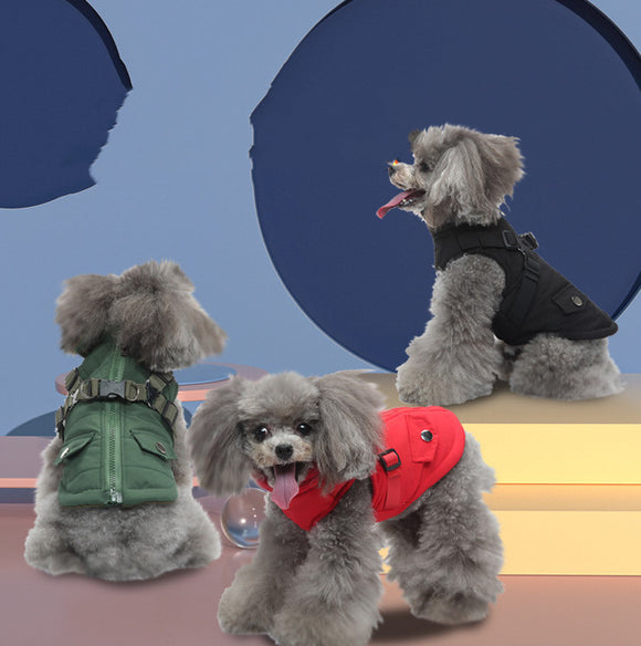 Winter Cotton Dog Clothes, Zippered Jacket Pet Supplies