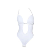 Deep V-neck Body Shaper, Backless U-plunge Thong, Waist Trainer, Clear Strap Padded Corset