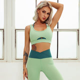 Contrasting Color Stitching Workout Clothes, Outdoor Running Yoga Fitness Set