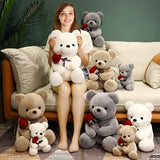 Lovely Hug Roses Teddy Bear Plush Pillow Stuffed Soft Animal Dolls, Nice Birthday Gifts for Girlfriends, Valentine's Day
