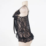 Plus Size Lace Babydoll Lingerie – Sheer Sleeveless Nightwear for Women