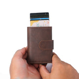 Retro PU Coin Purse Aluminum Alloy Wallet Men's RFID Anti-theft Metal Card Holder