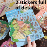 Decompression Cartoon Landscape Stickers — Creative Miniature Scene Collage DIY Set