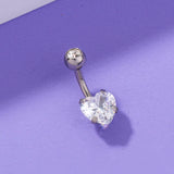 Stainless Steel Heart-shaped Zircon Navel Ring for Women – Sparkling Belly Button Piercing Jewelry (Pack of 2)