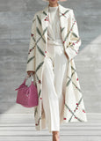 Printed Casual Lapel Long Coat – Full-sleeve Women’s Outerwear