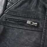 Trendy PU Leather Jacket with Pockets for Men