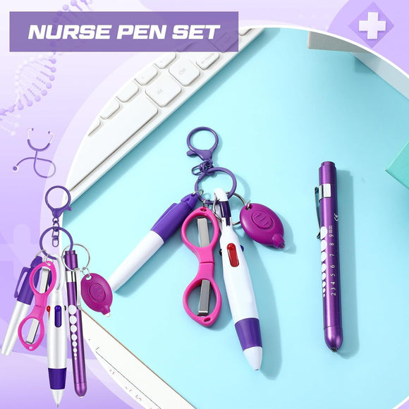Flashlight, Foldable Scissors, Ballpoint Pen, Keychain 6-piece Set for Nurse's Day