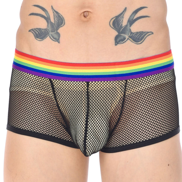 Men's Low Waist, Mesh Panties, Rainbow Belt, Breathable Boxers