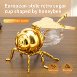 Classical Style Bee Sugar Bowl, Seasoning Jar with Spoon, Metal Crafts Kitchen Gadgets