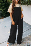 Fashion Square Neck Jumpsuit with Pockets, Spring Summer Casual Solid Color Loose Overalls