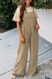 Fashion Square Neck Jumpsuit with Pockets, Spring Summer Casual Solid Color Loose Overalls