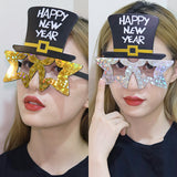 Creative Happy New Year Party Glasses Supplies Photo Props Holiday Dance Dress-up Funny Glasses