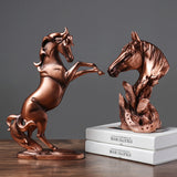 Bronze Horse Head Sculpture – Resin War Decor for Home & Office