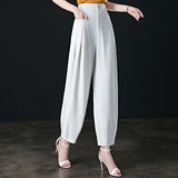 High Waist Drape Ice Silk Bloomers, Loose Casual Harem Pants