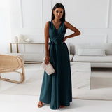 Women's Clothing, Solid Color V-neck Formal Dress