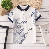 Boys' Printed Polo Shirt, Kids' Casual Short Sleeve Top for Children, Summer Wear