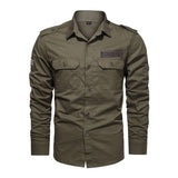 Solid Color Long Sleeves, Military Style Pocket Shirt
