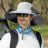 Solar Powered Wide Brim Sun Hat with Cooling Fan – USB Rechargeable Outdoor Fishing & Hiking Cap