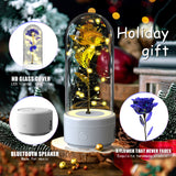 Creative 2-in-1 Rose Flowers LED Light, Bluetooth-compatible Speaker Valentine's Day Gift, Rose Luminous Night Light, Ornament in Glass Cover