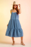 Women’s Spaghetti Strap Summer Dress – Casual Sleeveless Tiered Midi Skirt