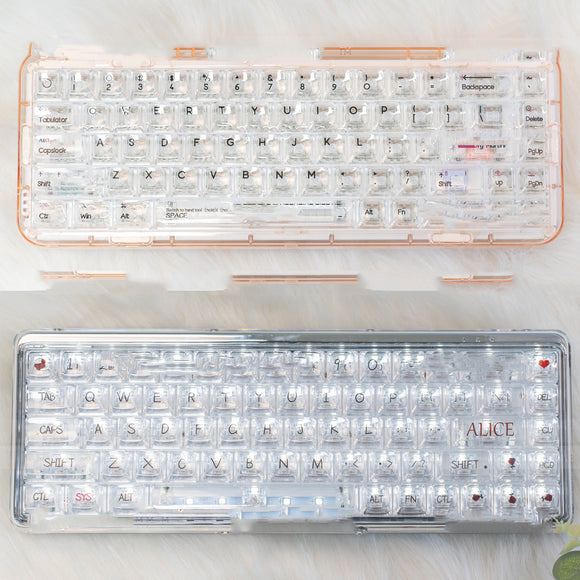 Fully Transparent Glacier Keycaps with Engraved Ice Translucency, Keyboard Accessories