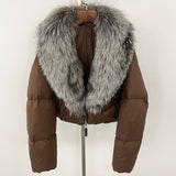 Fox Fur Collar Thick Short Down Jacket