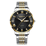 Men's Steel Belt Double Calendar, Waterproof Luminous Quartz Watch