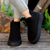 Fashion Flat Thick-soled Cotton Shoes, Round Toe Warm Plush Ankle, Winter Snow Boots for Women