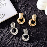 Luxury Hollow Round Moon Rose Gold Silver Color Drop Earrings for Women, Micro-wax Inlay Natural Zircon Flower Bridal Wedding Daily Jewelry for Ladies