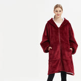 Plus Size Robe Winter Wearable Blanket Sweatshirt, Women and Men's Warm and Cozy Giant Blanket Hoodie